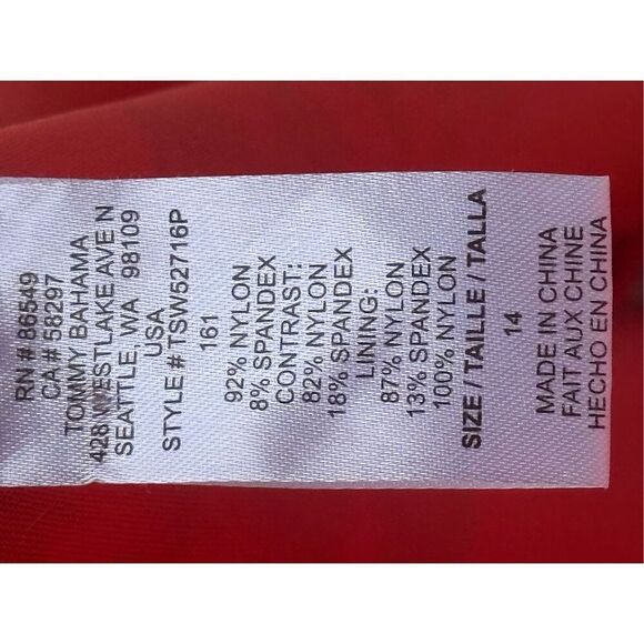 TOMMY BAHAMA Coral Hibiscus V-Neck One Piece Size 14 - Picture 10 of 11